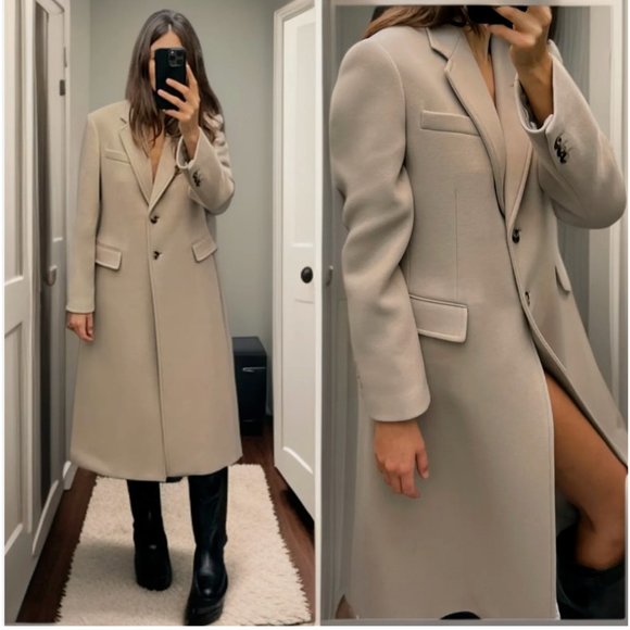 ZARA $229 BEIGE COAT PREMIUM  MANTECO WOOL BLEND ZW COLLECTION NWT S L 8089/753 - Picture 1 of 10